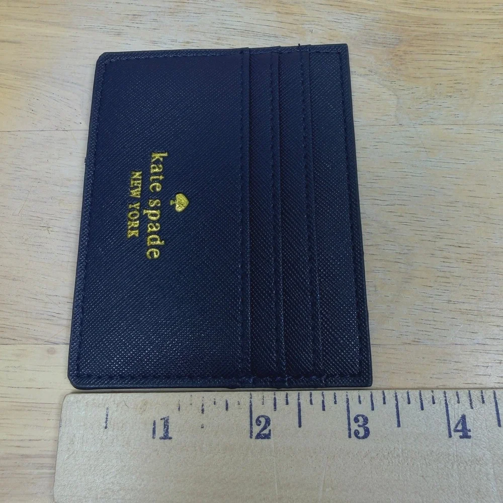 Kate Spade New York Greta Court Graham Glitter Card‎ Case Navy NWT Classic Glam